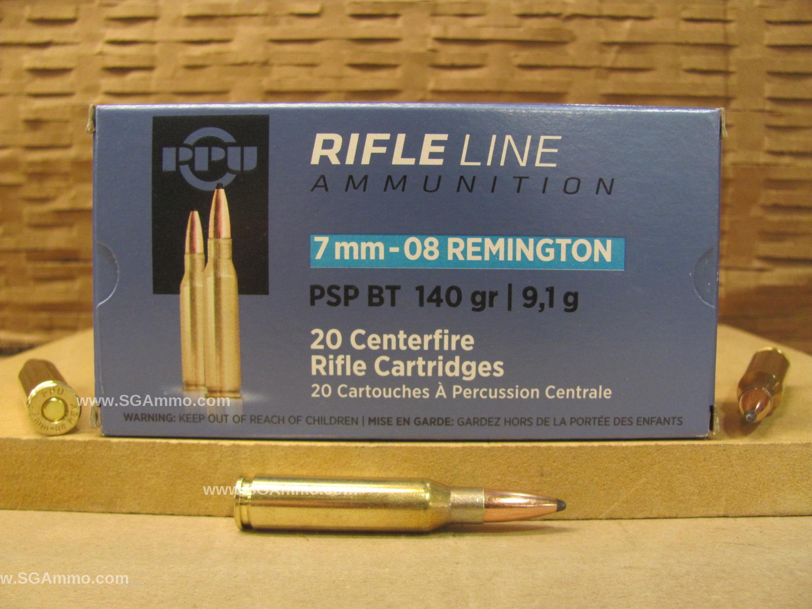 20 Round Box – 7mm-08 Rem 140 Grain PSP Soft Point Ammo by Prvi Partizan – PP708