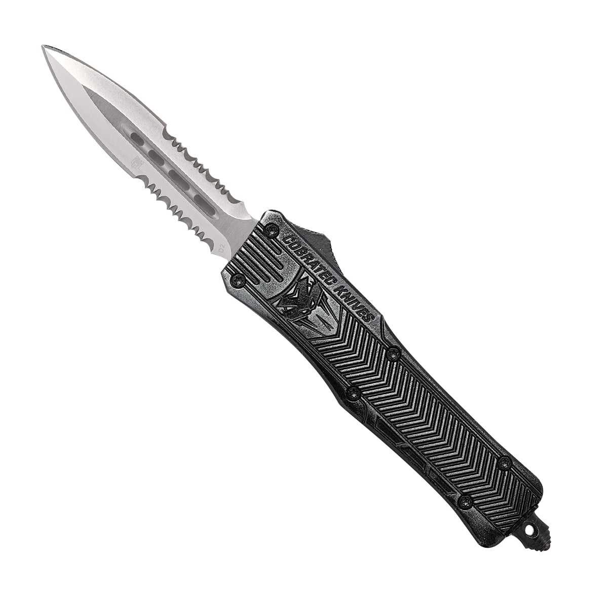 Compact and Stonewashed CobraTec Knives CTK-1 Small 2-Side OTF Dagger Knife - SSWCTK-1SDAG2SS
