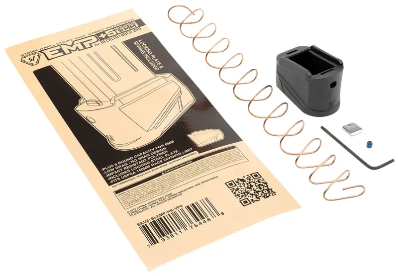 Strike Industries EMPHKVP9 Enhanced Magazine Plate Extended +5rd 9mm Luger Black Polymer for H VP9