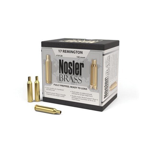 Nosler .17 Rem Brass Full Length Cartridge Case, 100/box - 10128