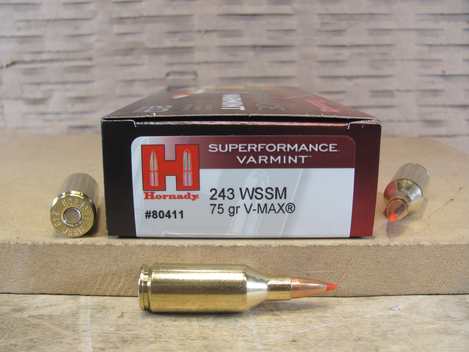 20 Round Box – 243 WSSM 75 Grain V-Max Hornady Superformance Varmint Ammo – 80411