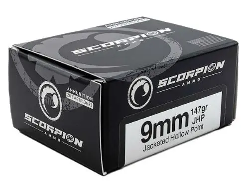 SCORPION 9MM LUGER - 147GR JHP 20RD 10BX/CS