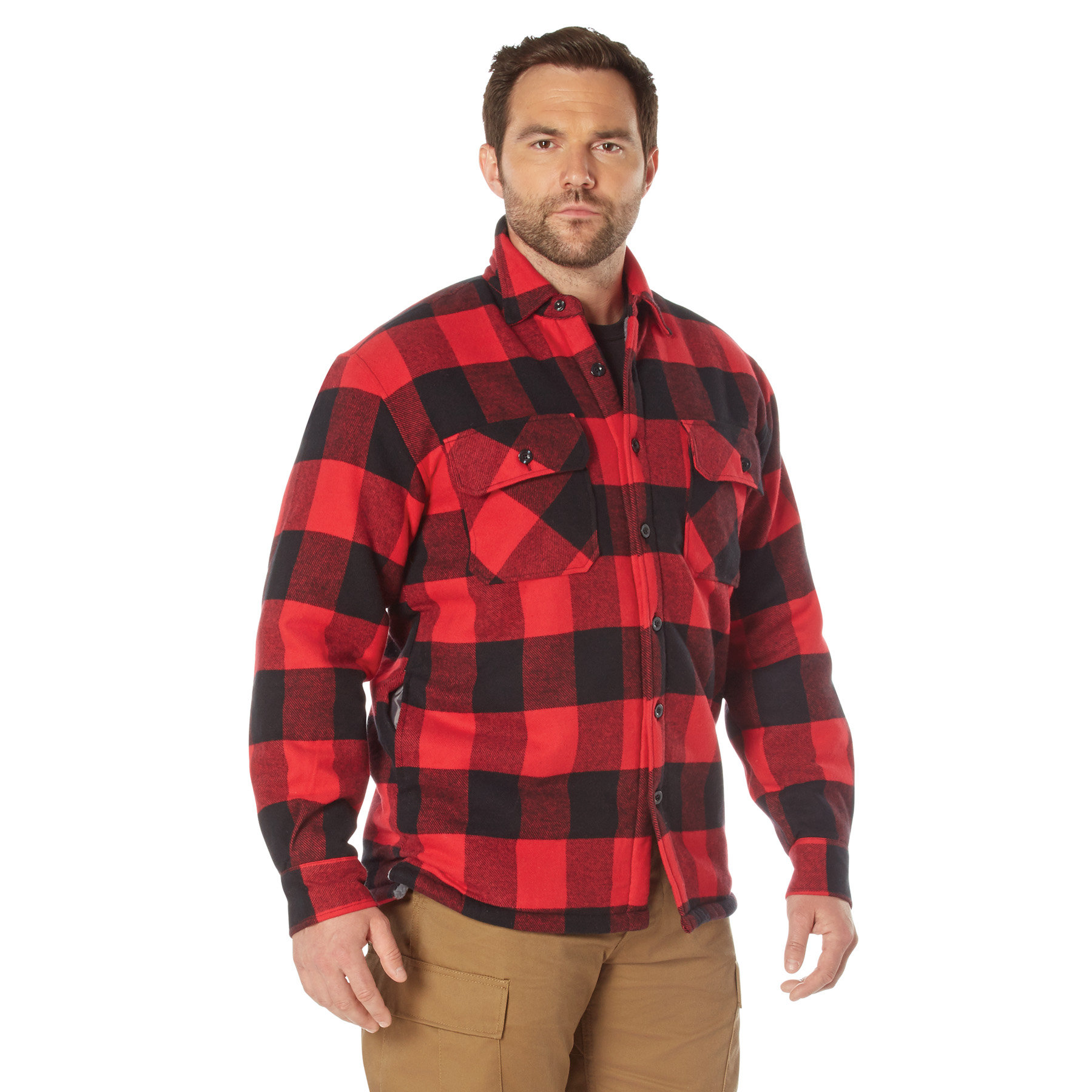Rothco Extra Heavyweight Buffalo Plaid Sherpa Lined Flannel Shirts - Red Plaid, X-Large