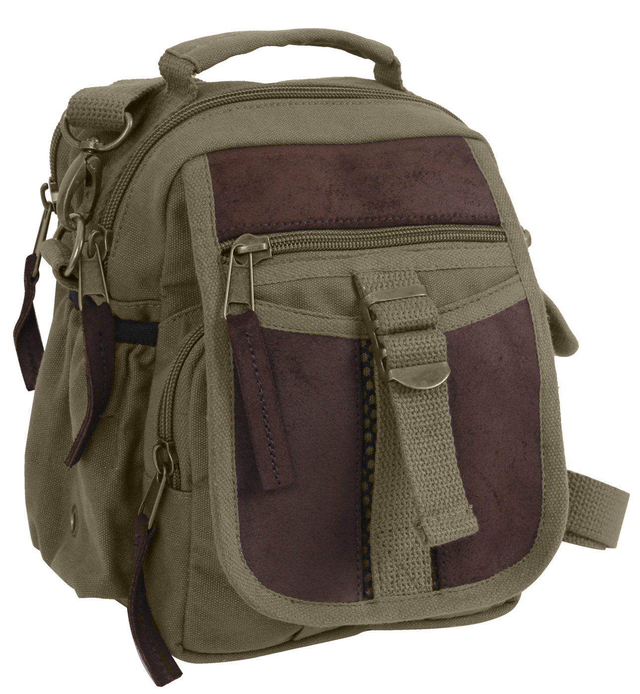 Rothco Vintage Canvas Leather Travel Shoulder Bag - Olive Drab