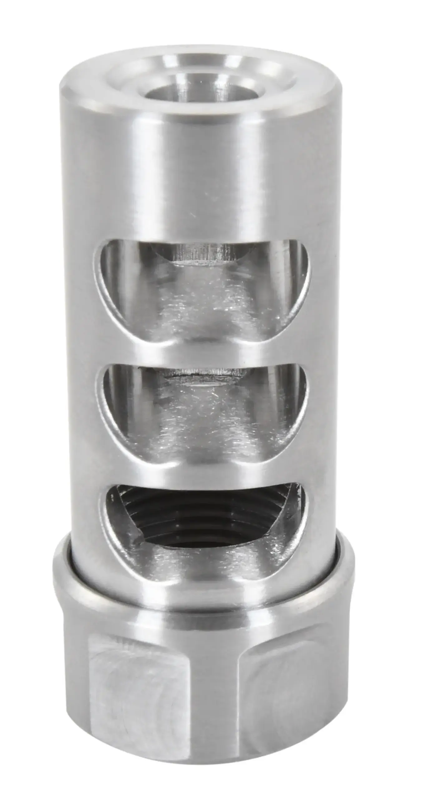 American Precision Arms G2M1230S Gen 2 Micro Bastard Self Timing Brake Stainless Steel with 1/2"-28 tpi Threads, 1.86" OAL .750" Diameter for 30 Cal AR-Platform Hunting Rifles