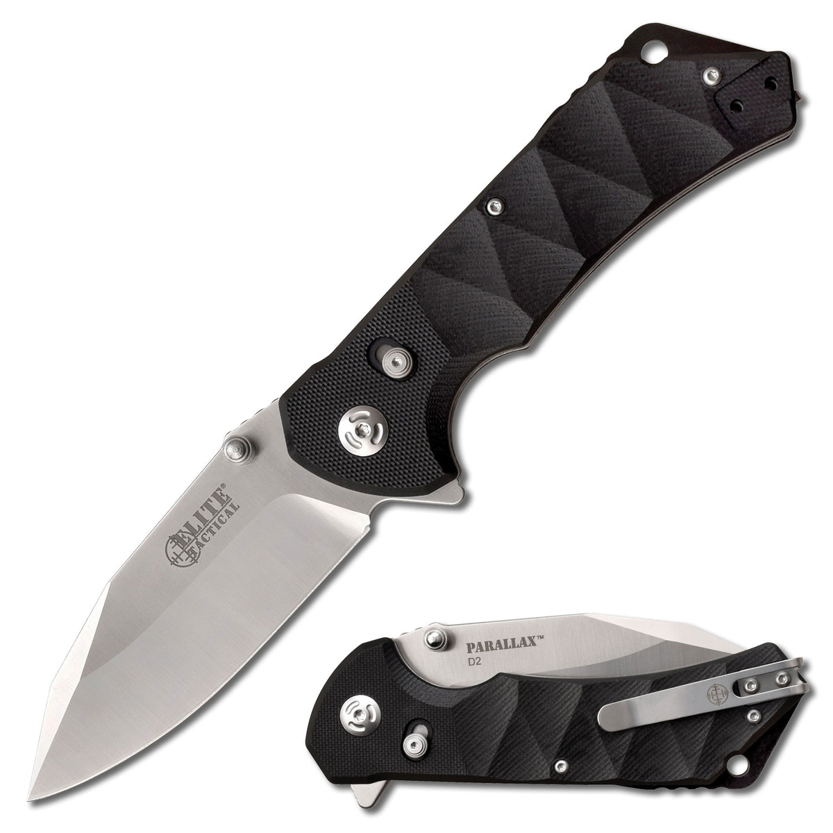 Elite Tactical Parallax Folding Knife Drop Point, Black
