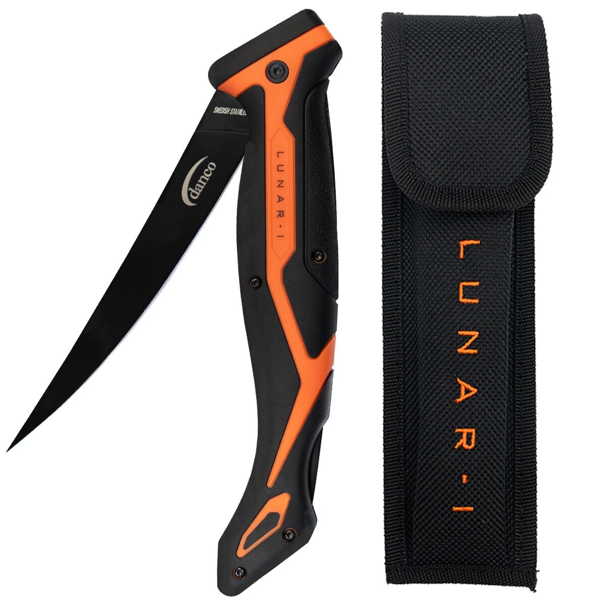 Danco Lunar-I Folding 6" Fillet Knife, Black/Orange - LNR-6FFK