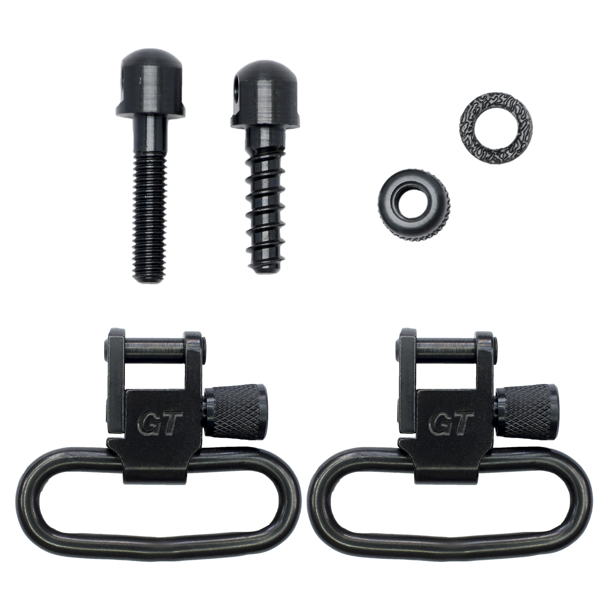 GrovTec Machine Screw & Wood Screw Set, 1.25" Locking Swivels, Black Oxide