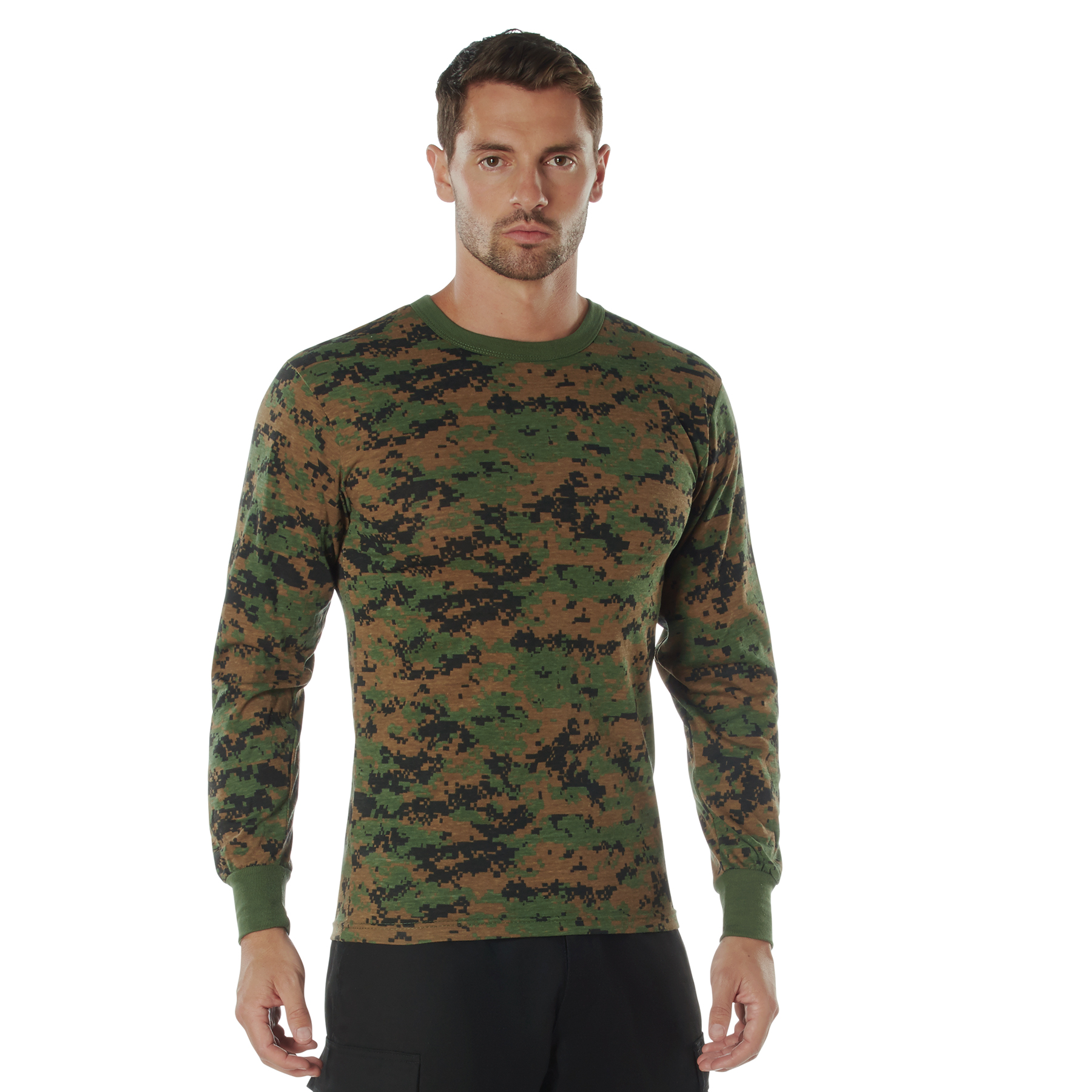 Rothco Long Sleeve Digital Camo T-Shirt - Woodland Digital Camo, Medium