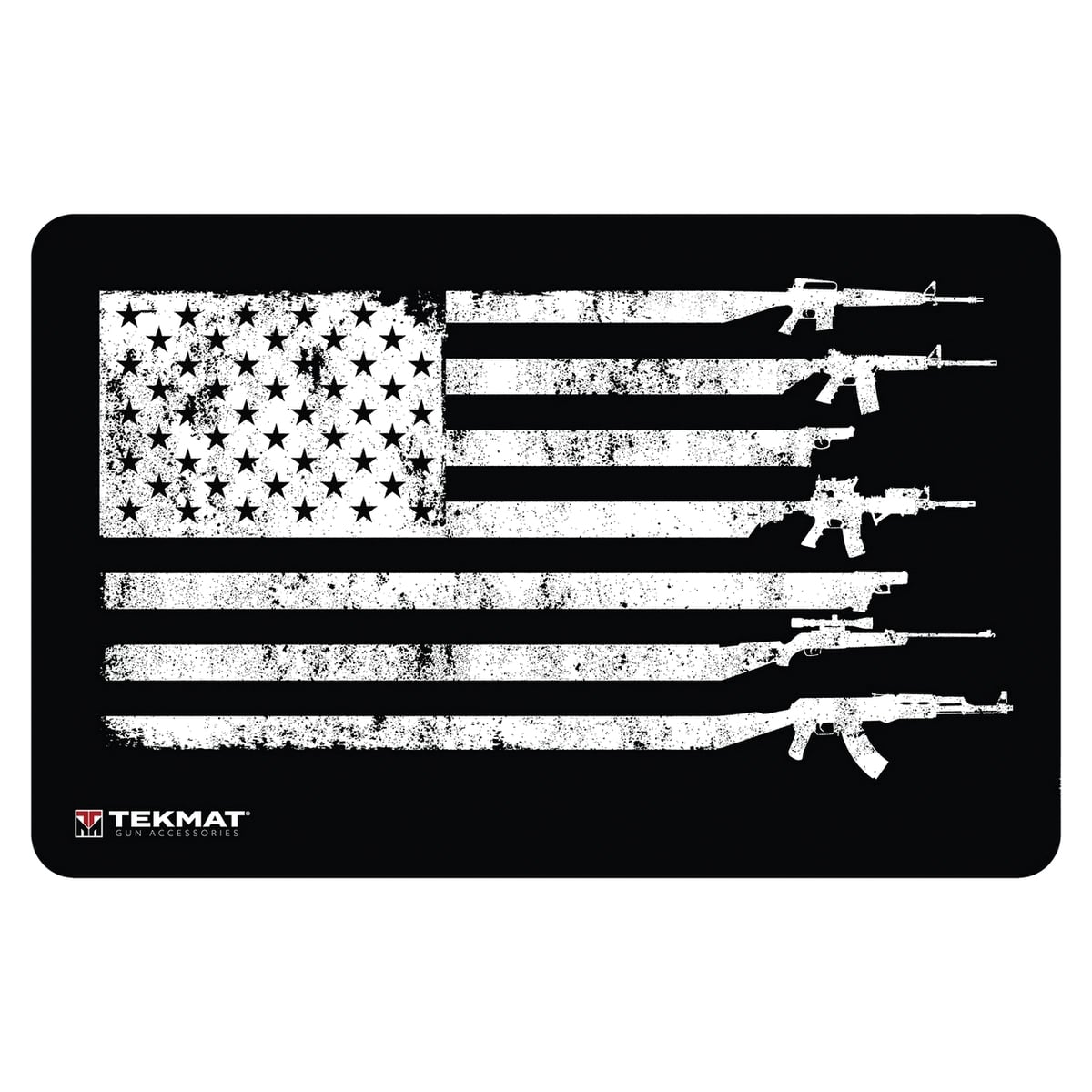 TEKMAT USA Gun Flag 42" x 25" x 0.13" Door Mat, Black/White
