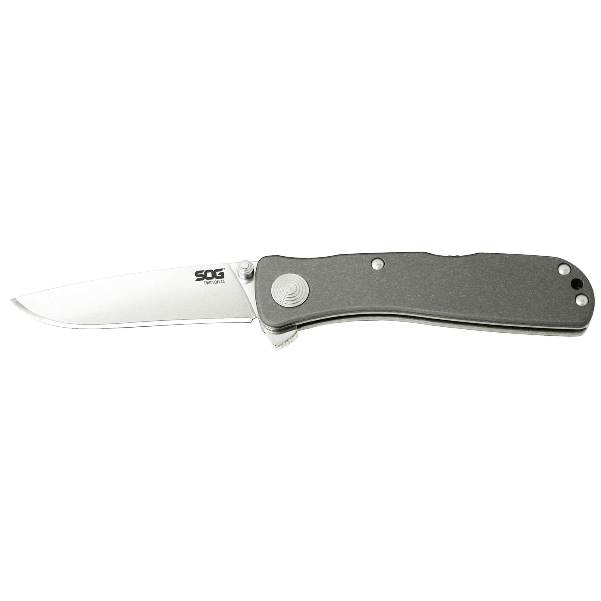 SOG Knives Twitch II 2.65" Drop Point Folding Knife, Silver - SOGTWI8CP