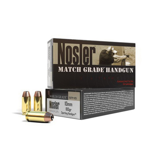 Nosler Match Grade 180 gr JHP 10mm Ammo, 50/box - 51412