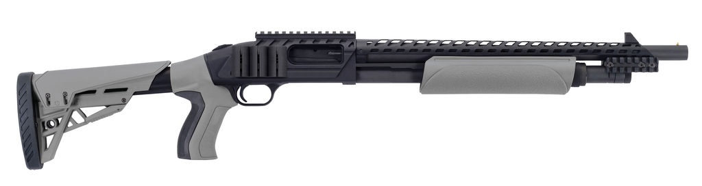 Mossberg 500 SCORPION 12/18.5 BL/GREY GREY FURNITURE|RAIL/HEATSHIELD