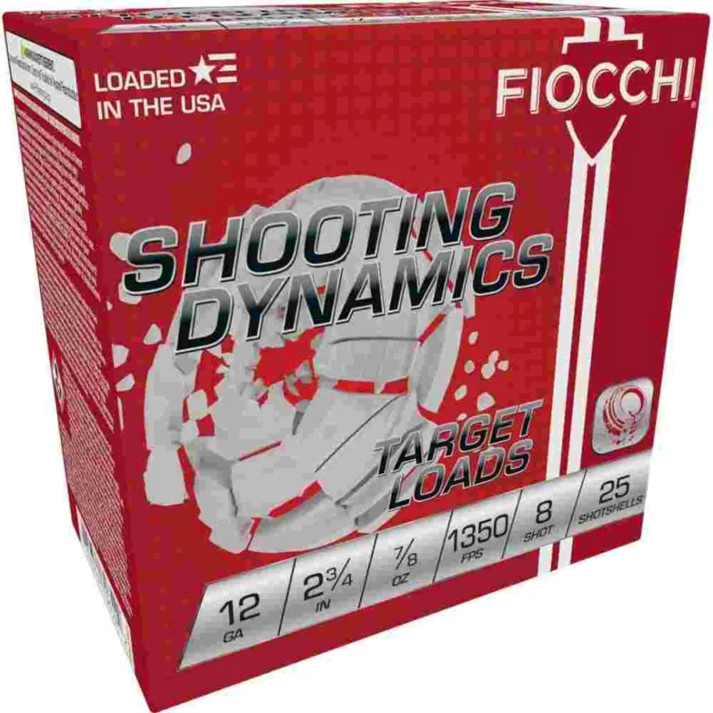Fiocchi Shooting Dynamics Shotshells 12ga 2-3/4" 7/8oz 1350 fps #8 25/ct
