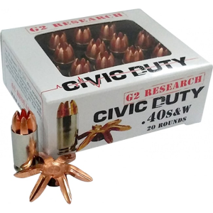 G2 Research Civic Duty 40 Smith & Wesson (S&W) 122 GR Copper Expansion Projectile - 20rd Box