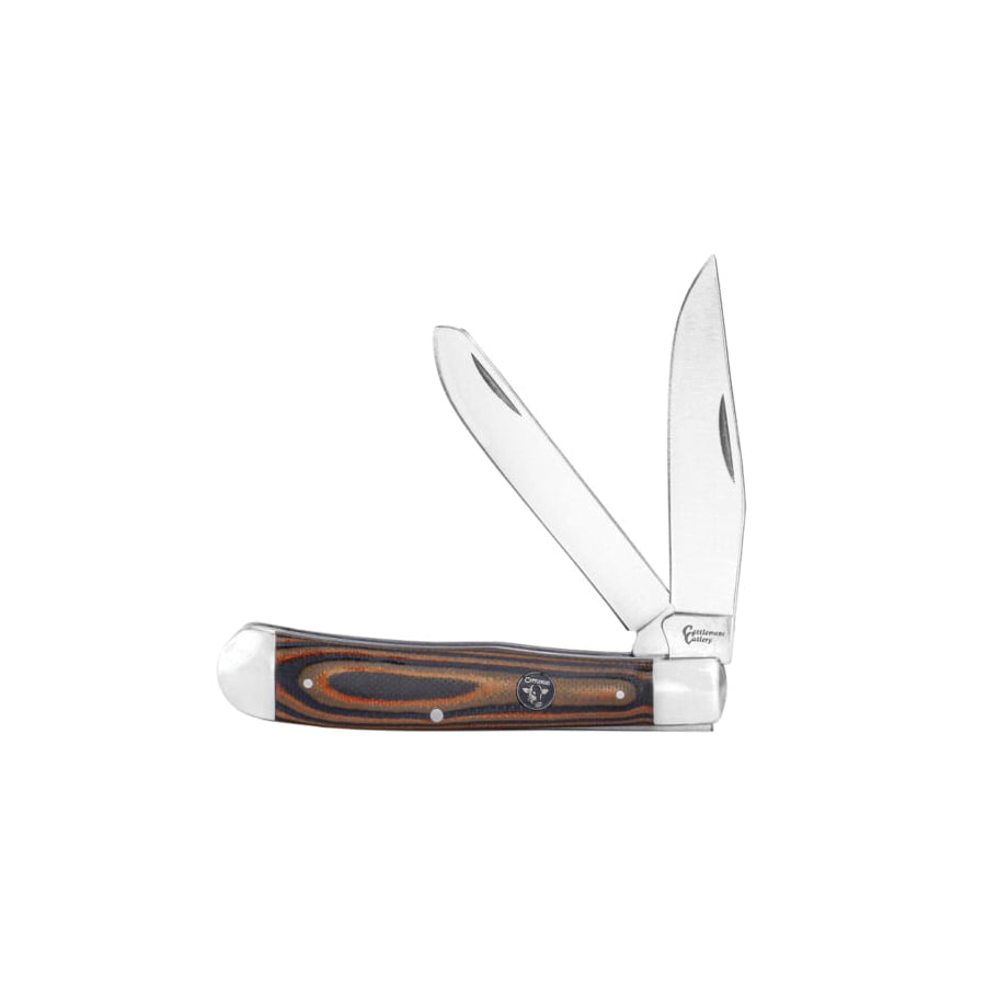 American Buffalo Knife & Tool Cattleman Trapper Cowhand Folding Knife Clip Point/Spey, Black/Brown