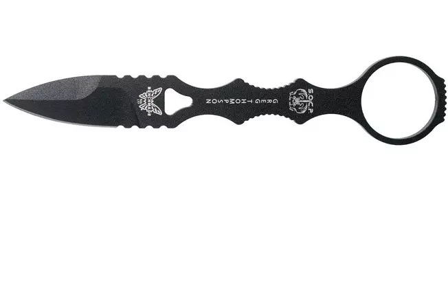 Benchmade Mini SOCP Spear Point Fixed Blade Knife With Sheath, Black - 177BK