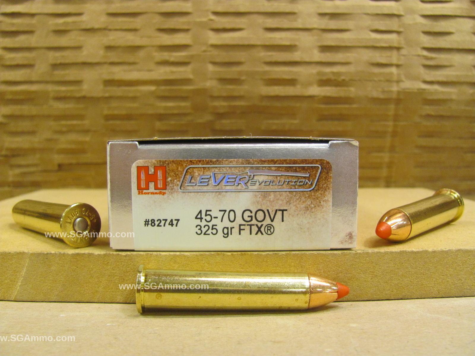 20 Round Box – 45-70 Hornady Lever Evolution 325 Grain FTX Ammo – 82747
