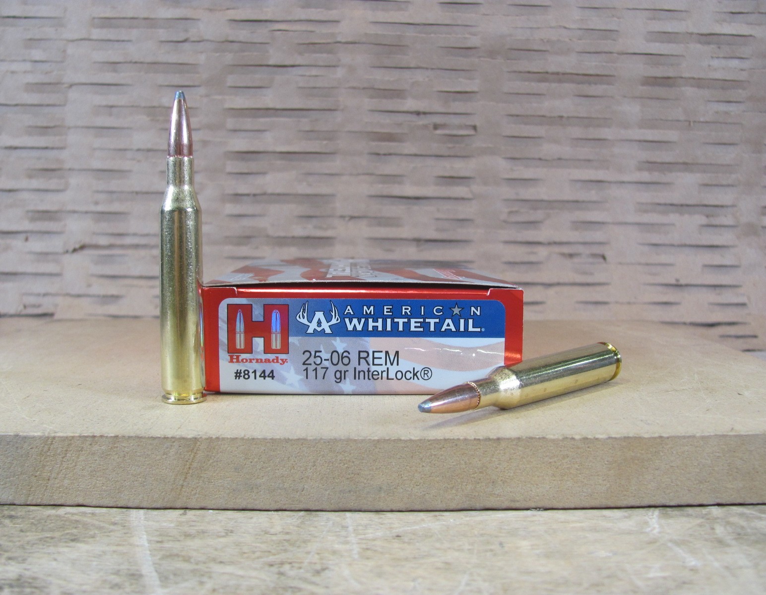 20 Round Box – 25-06 Rem 117 Grain Interlock Soft Point Hornady American Whitetail Ammo – 8144