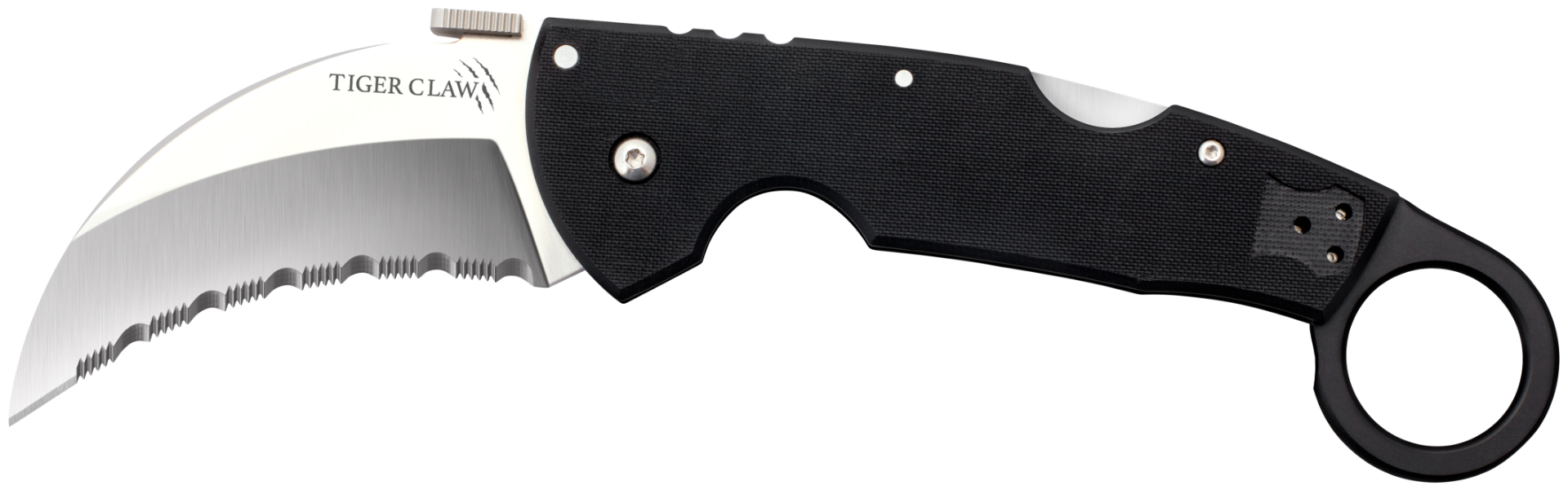 Cold Steel Tiger Claw Hawkbill Karambit Knife, Black