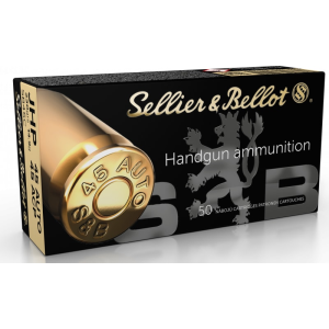 Magtech Sellier & Bellot Handgun 45 ACP 50 Rounds 230 gr Jacketed Hollow Point Brass Case SB45C