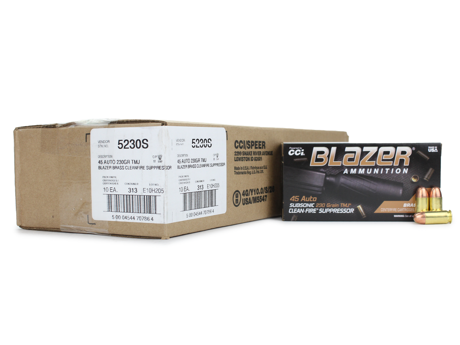 CCI Blazer Clean-Fire Suppressor 45 ACP 230 Gr TMJ (Case)