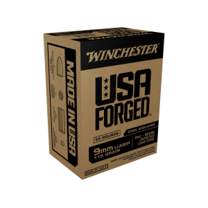 Winchester USA Forged Steel Case 9mm Luger Ammo 115 Grain Full Metal Jacket Case of 500 (10 Boxes of 50)