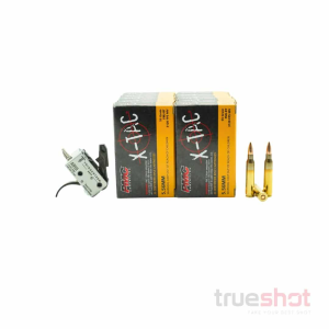 BUNDLE DEAL: TriggerTech Duty Single Stage Curved Drop In AR-15 Trigger and 200 Rounds of Ammo - PMC 5.56 55 Grain