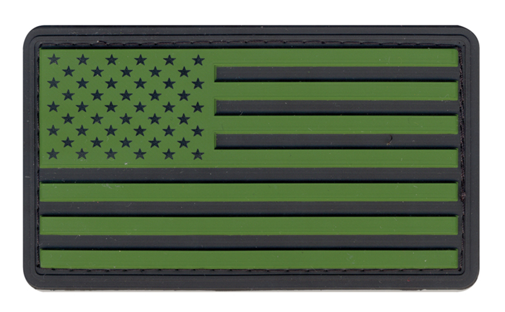 Rothco Pvc Us Flag Patch With Hook Back - Black - Olive Drab, Packaging Bulk Packaging