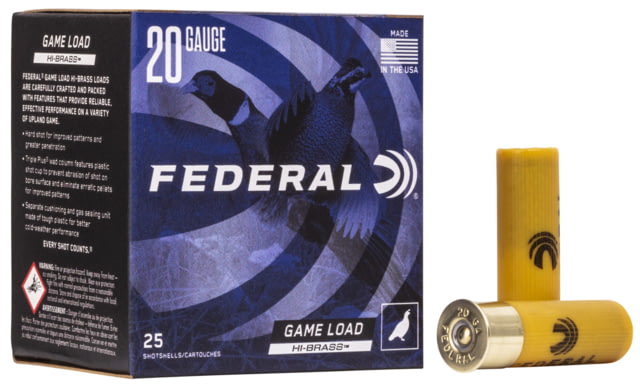 Federal Premium Load Upland Hi-Brass 20 Gauge 1oz 2 3/4in Shotgun Ammo 6 Shot 25 Rounds H204