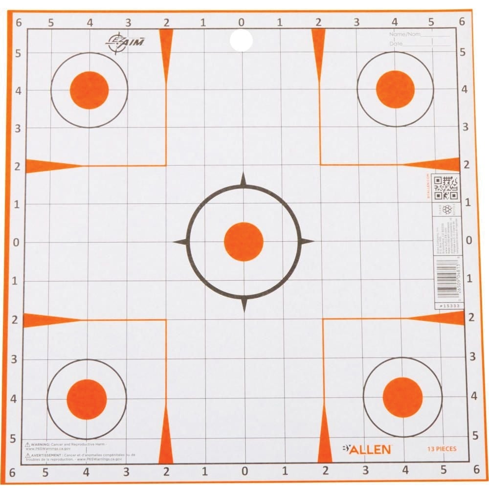 EZ Aim Square Sight Grid Target, Orange/White, 13 Pack - Sight-In Grid Shooting Targets - 15333