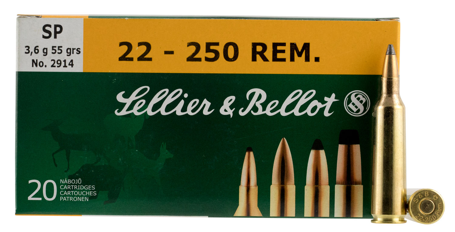 Sellier & Bellot 55 gr Semi-Jacketed Soft Point .25-250 Rem Ammo, 20/box - SB22250B