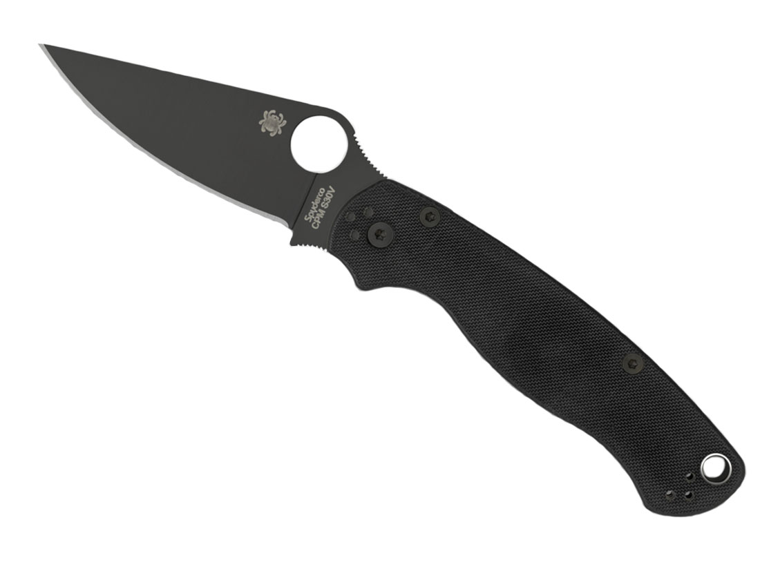 Spyderco Para Military 2 G-10 Plain Edge Black Blade Knife, Black - C81GPBK2