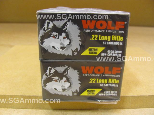 500 Round Brick – 22LR Wolf Match Extra 40 Grain Lead Solid Ammo – Made by Eley in England