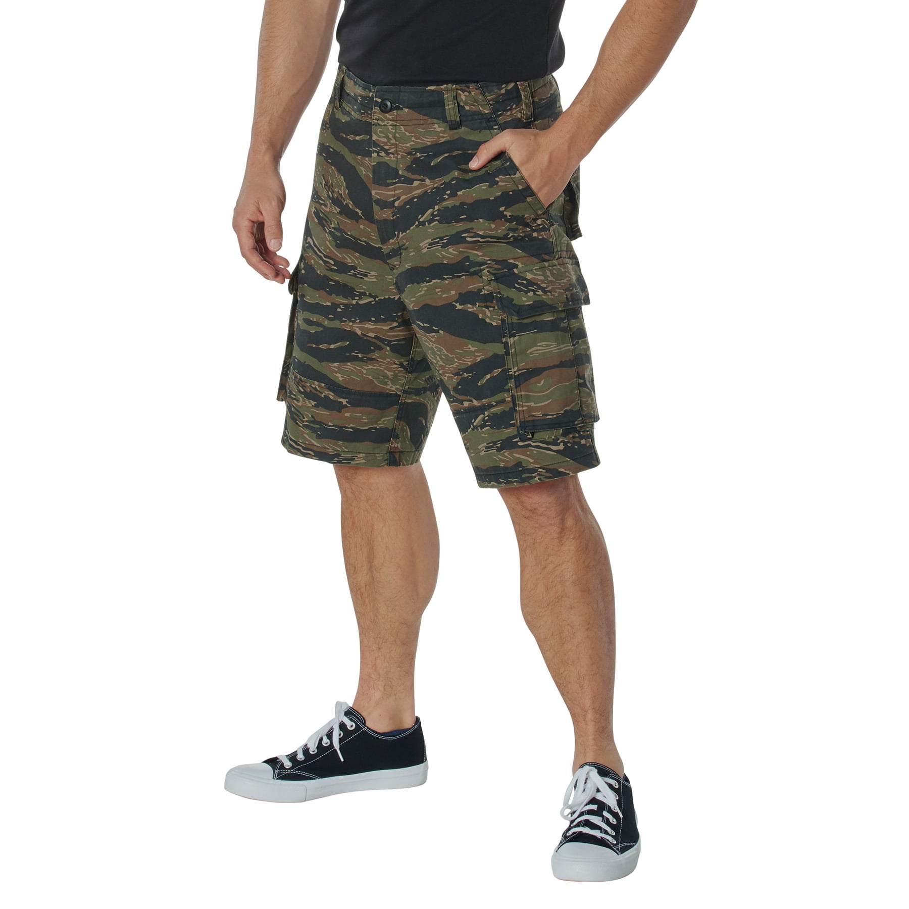 Rothco Vintage Paratrooper Cargo Shorts - Tiger Stripe Camo, Large