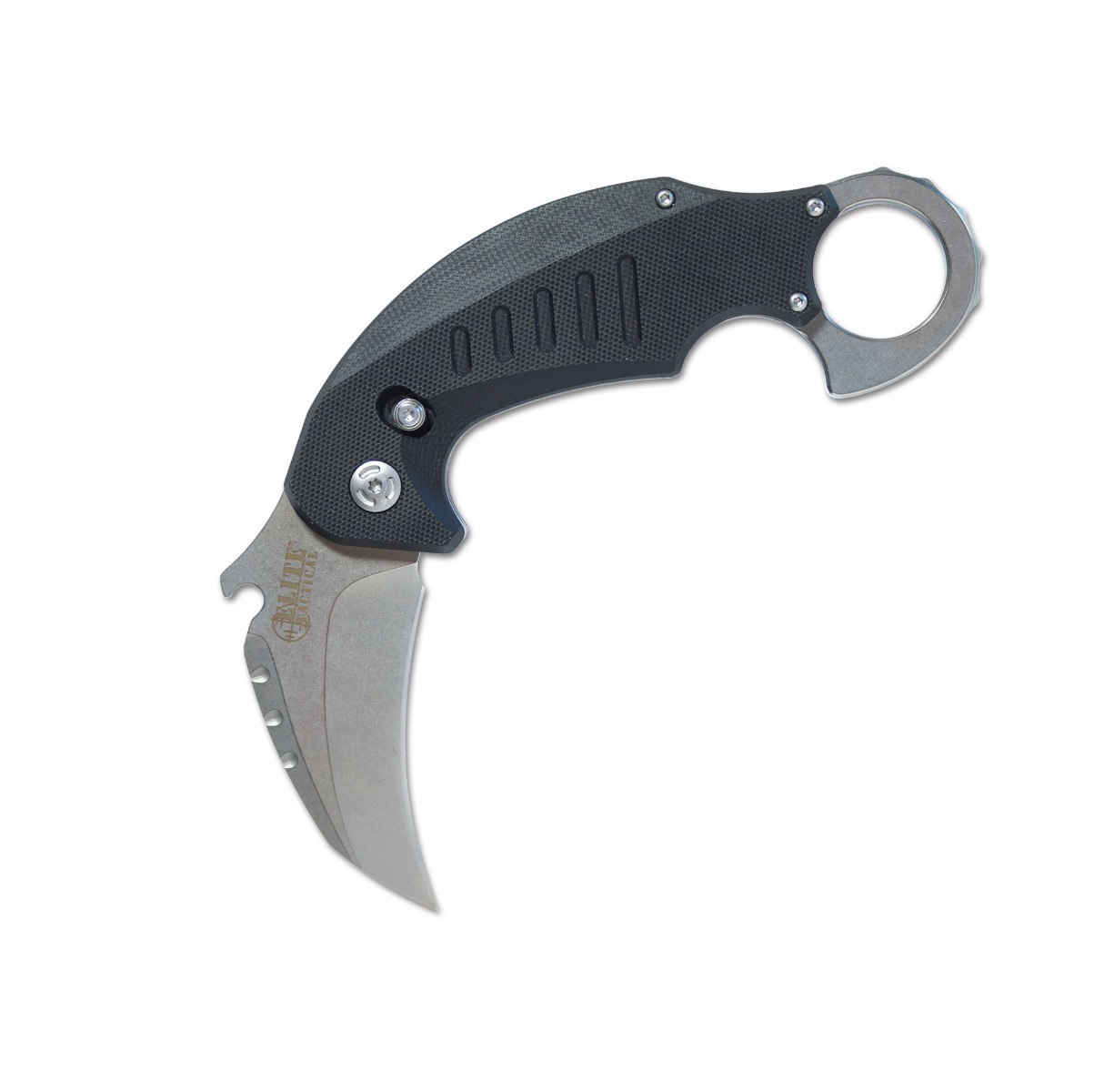 Elite Tactical Ravid Folding Hawkbill Knife, Black - ET-FDR016CS