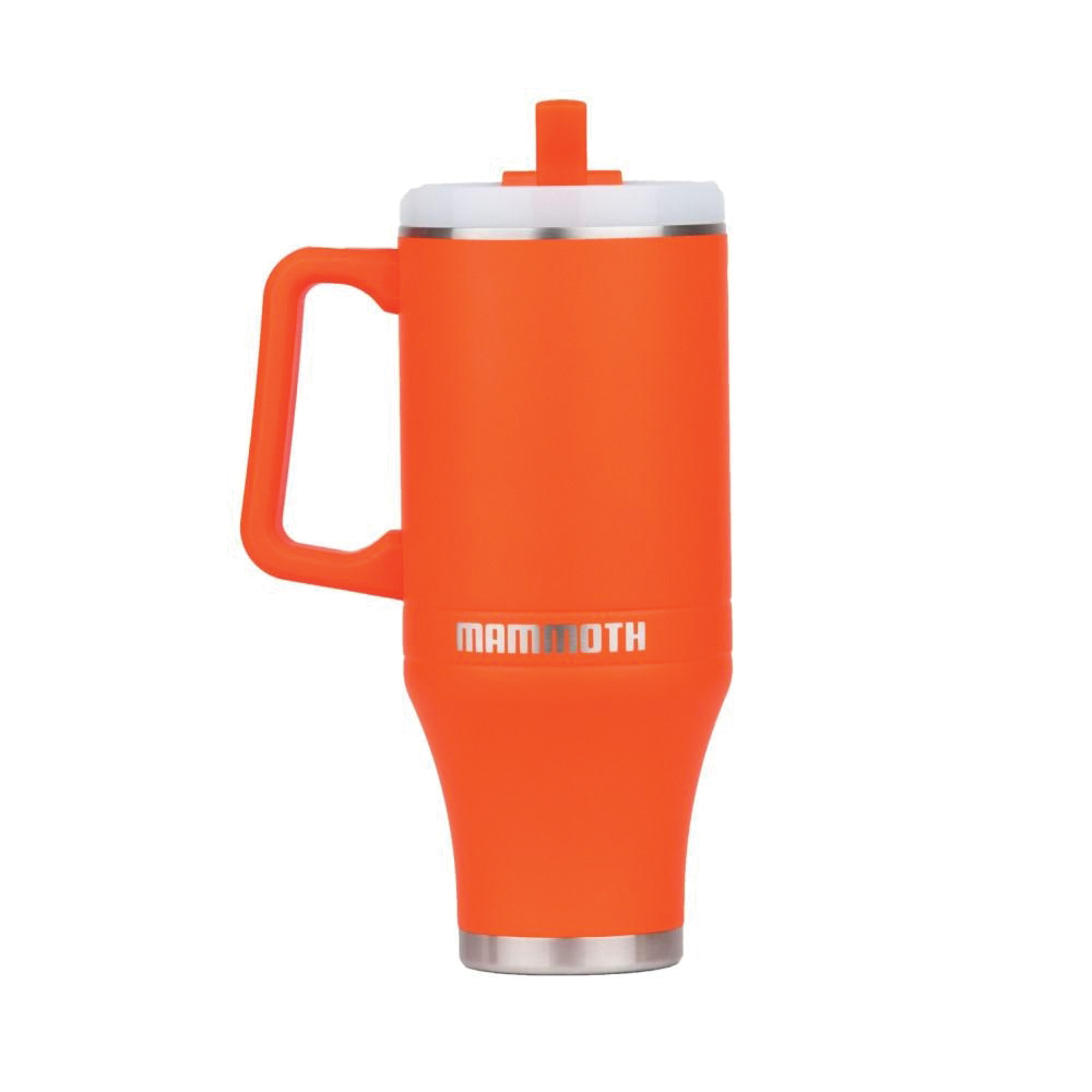 Mammoth Ascent Tumbler w/Handle and Straw, 40 oz Blaze Orange