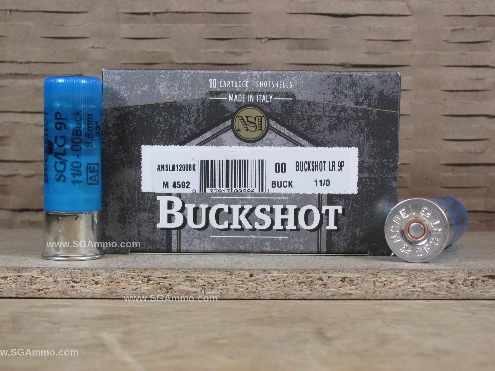 250 Round Case – 12 Gauge NobelSport 2.75 Inch 00 Buckshot 9 Pellet Low Recoil Ammo – ANSLR1200BK