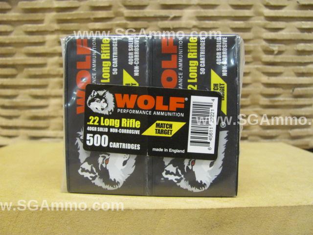 500 Round Brick – 22LR Wolf Match Target 40 Grain Lead Solid Ammo – Made by Eley