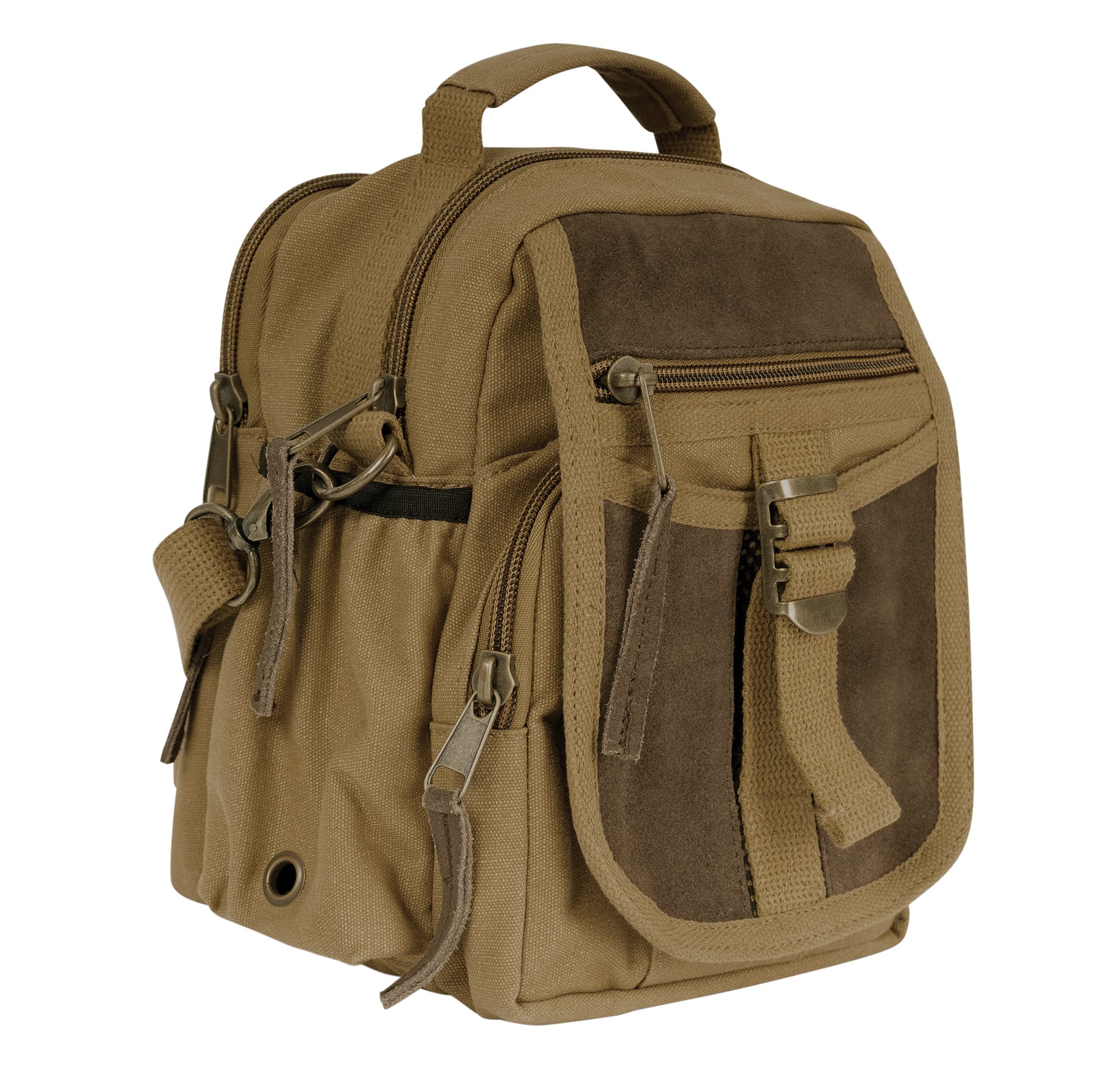 Rothco Vintage Canvas Leather Travel Shoulder Bag - Coyote Brown