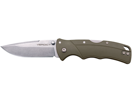 Cold Steel Verdict EDC Folding Knife Spear Point OD Green - Durable Blade, Strong Locking Mechanism, Excellent for Everyday Carry - CS-FL-C3SPSSODGZ