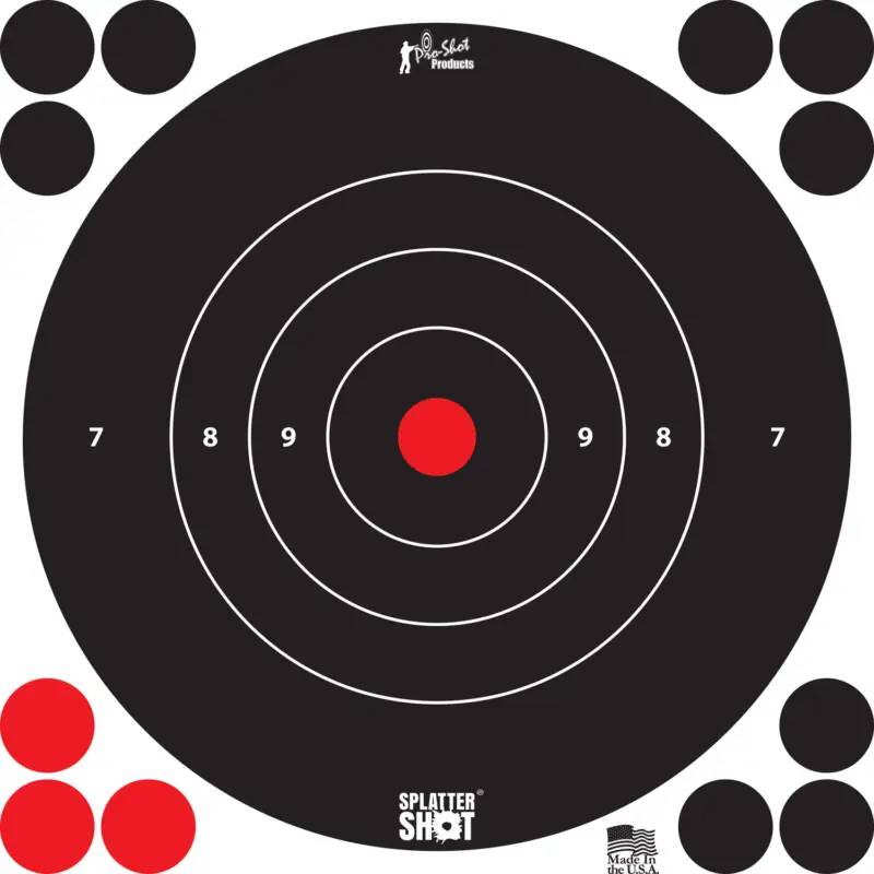 Pro-Shot 8BWHITE6PK SplatterShot Self-Adhesive Paper Black/White 8" Bullseye 6 Pack