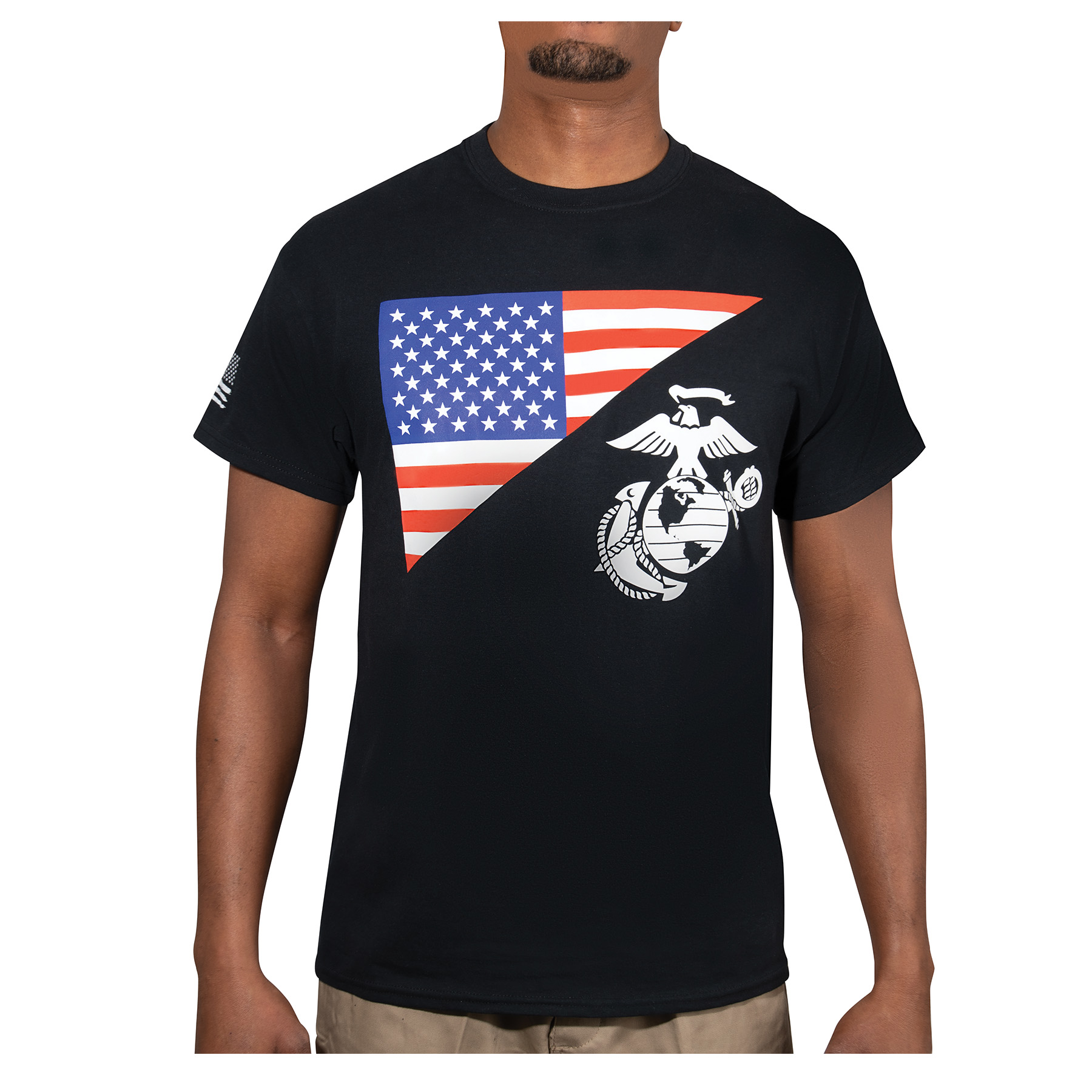 Rothco Us Flag - Usmc Eagle, Globe, Anchor T Shirt, Black, X-Large