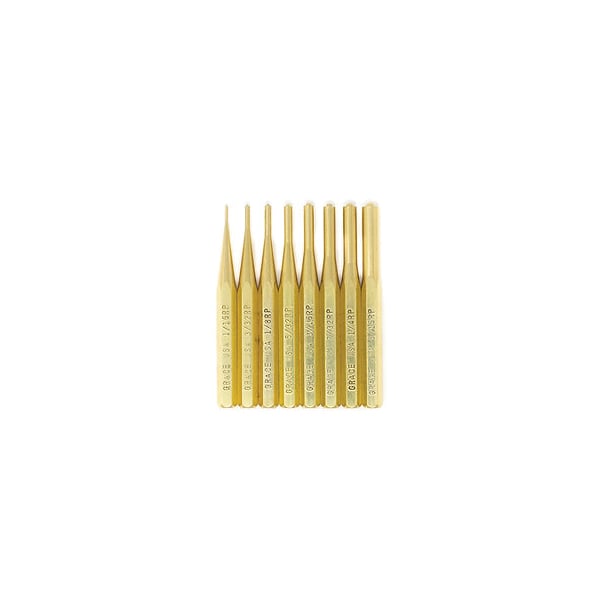 Grace USA Brass 8-Piece Roll Pin Punch Set