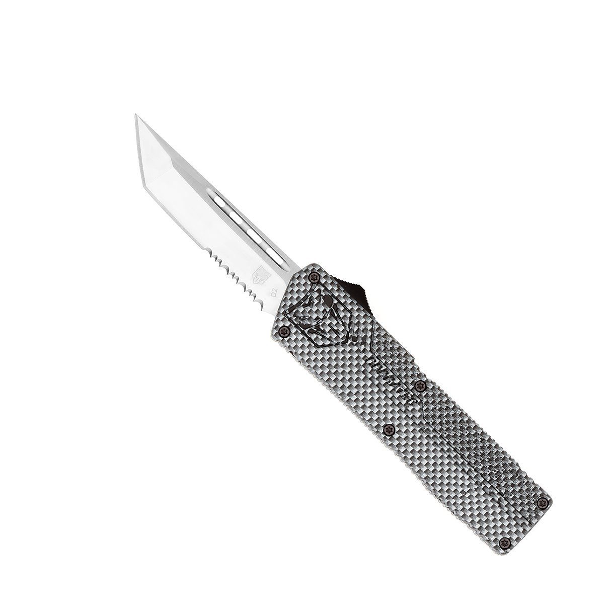 CobraTec LCF OTF Drop Point Knife Serrated, Carbon Fiber - CFCTLWDS