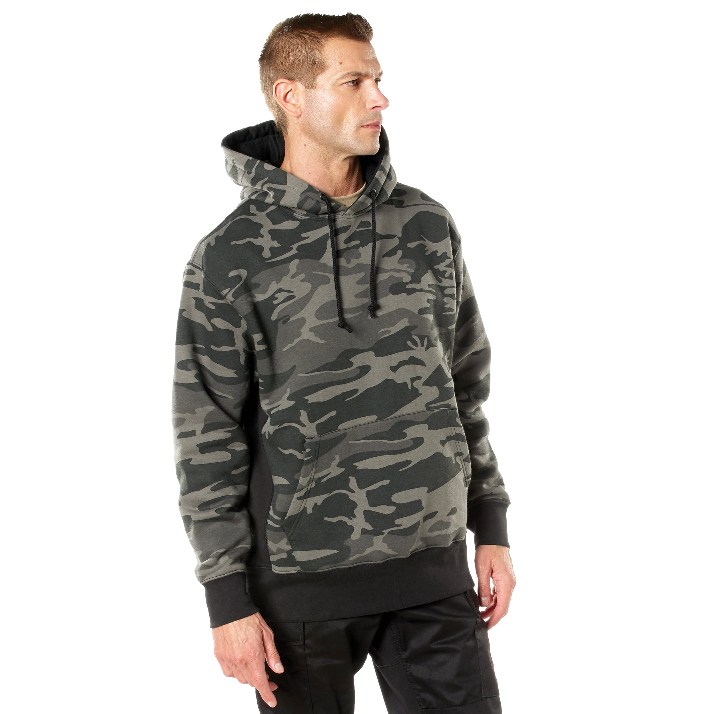 Rothco Every Day Pullover Hooded Sweatshirt - Black Camo, Large