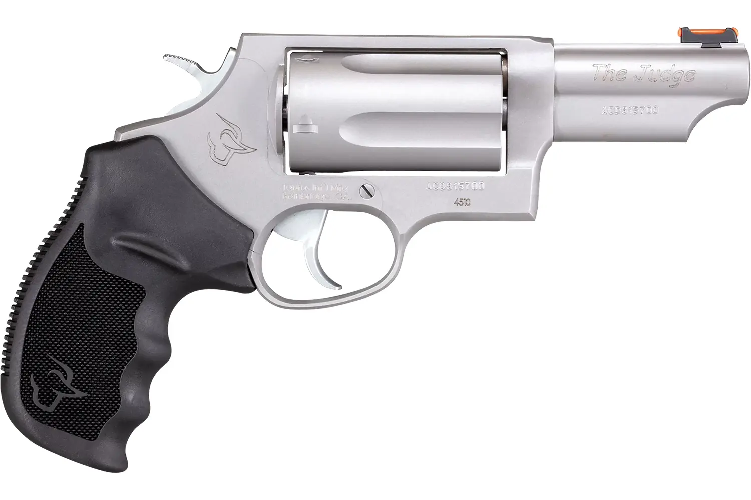 Taurus 2-441039T Judge Compact 45 Colt (Long Colt)/410 Bore 5rd Shot 3" Matte Stainless Steel Barrel, Cylinder Frame, Black Ribber Grip, Transfer Bar Safety, Exposed Hammer