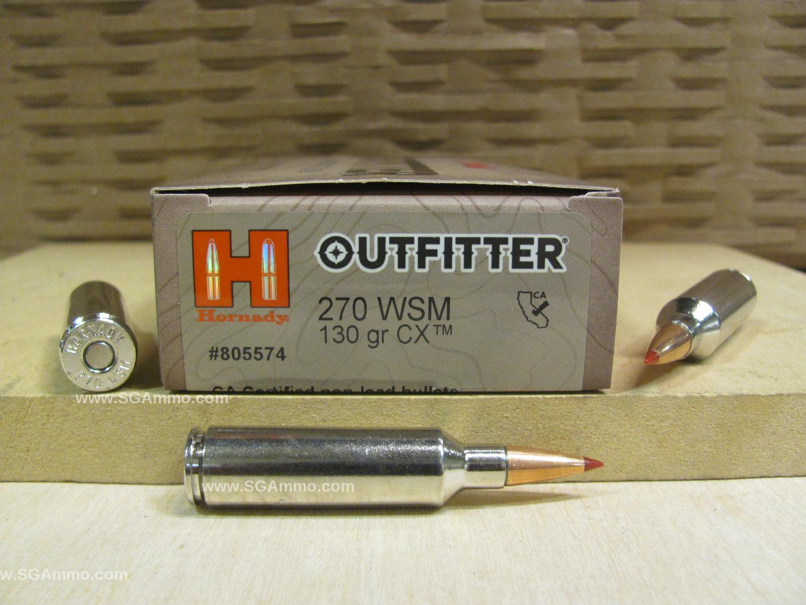200 Round Case – 270 WSM 130 Grain CX Hornady Outfitter Ammo – 805574