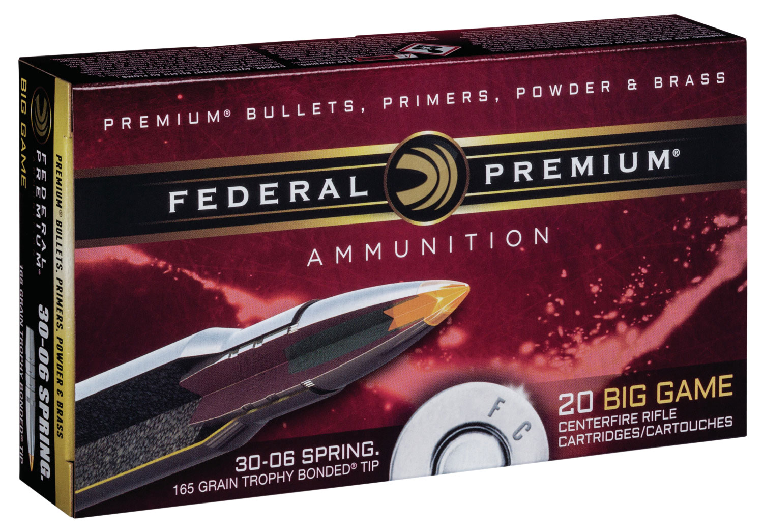 Federal Premium 165 gr Trophy Bonded Tip .30-06 Spfld Ammo, 20/box - P3006TT2