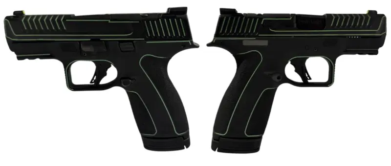 SMITH WESSON M 9 SHIELD X NTS BLACK/LIME GREEN PISTOL 3.6" N.S. 1-13RD, 1-15RD MAG